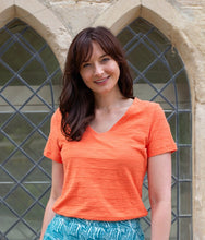 Load image into Gallery viewer, Lily & Me V Neck T-Shirt with Raised Horizontal Rib Texture