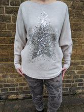 Load image into Gallery viewer, Italian Sequin Star Burst Jumper -Soft Rib Knit with Batwing Sleeve