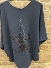 Load image into Gallery viewer, Italian Sequin Star Burst Jumper -Soft Rib Knit with Batwing Sleeve