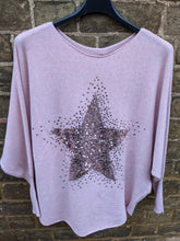 Load image into Gallery viewer, Italian Sequin Star Burst Jumper -Soft Rib Knit with Batwing Sleeve
