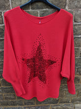 Load image into Gallery viewer, Italian Sequin Star Burst Jumper -Soft Rib Knit with Batwing Sleeve