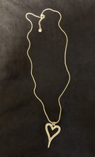 Load image into Gallery viewer, Long Necklace with Statement Diamante Outline Heart Pendant