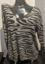 Load image into Gallery viewer, V Neck 3/4 Sleeve Top - Soft Brushed Wool Mix in Zebra Print