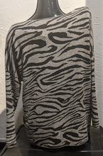 Load image into Gallery viewer, V Neck 3/4 Sleeve Top - Soft Brushed Wool Mix in Zebra Print