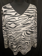 Load image into Gallery viewer, V Neck 3/4 Sleeve Top - Soft Brushed Wool Mix in Zebra Print