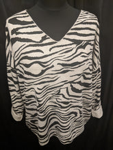 Load image into Gallery viewer, V Neck 3/4 Sleeve Top - Soft Brushed Wool Mix in Zebra Print