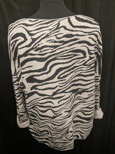 Load image into Gallery viewer, V Neck 3/4 Sleeve Top - Soft Brushed Wool Mix in Zebra Print