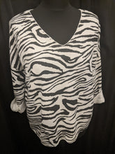 Load image into Gallery viewer, V Neck 3/4 Sleeve Top - Soft Brushed Wool Mix in Zebra Print