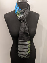 Load image into Gallery viewer, Long Silk Scarf with Abstract Block Pattern