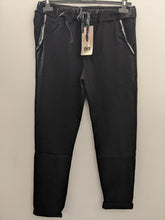 Load image into Gallery viewer, Plain Super Stretch 'Magic' Trousers - Lurex Trim Pockets with Drawstring Waist