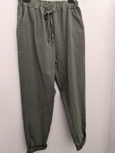 Load image into Gallery viewer, PLUS SIZE - Plain Super Stretch 'Magic' Trousers - Lurex Mix Flat Drawstring with Silver Tip
