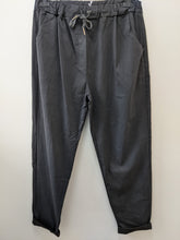 Load image into Gallery viewer, PLUS SIZE - Plain Super Stretch 'Magic' Trousers - Lurex Mix Flat Drawstring with Silver Tip