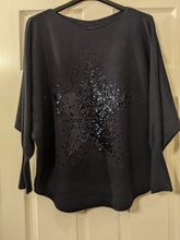 Load image into Gallery viewer, Italian Sequin Star Burst Jumper -Soft Rib Knit with Batwing Sleeve