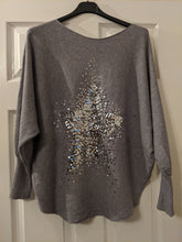 Load image into Gallery viewer, Italian Sequin Star Burst Jumper -Soft Rib Knit with Batwing Sleeve