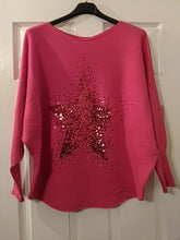 Load image into Gallery viewer, Italian Sequin Star Burst Jumper -Soft Rib Knit with Batwing Sleeve