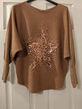 Load image into Gallery viewer, Italian Sequin Star Burst Jumper -Soft Rib Knit with Batwing Sleeve