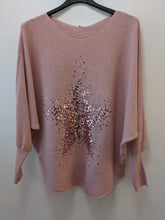 Load image into Gallery viewer, Italian Sequin Star Burst Jumper -Soft Rib Knit with Batwing Sleeve
