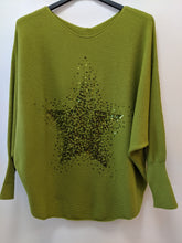 Load image into Gallery viewer, Italian Sequin Star Burst Jumper -Soft Rib Knit with Batwing Sleeve