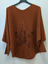 Load image into Gallery viewer, Italian Sequin Star Burst Jumper -Soft Rib Knit with Batwing Sleeve