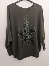 Load image into Gallery viewer, Italian Sequin Star Burst Jumper -Soft Rib Knit with Batwing Sleeve