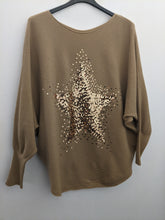 Load image into Gallery viewer, Italian Sequin Star Burst Jumper -Soft Rib Knit with Batwing Sleeve