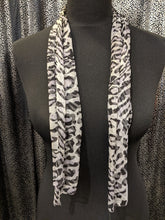Load image into Gallery viewer, Small Scarf with Animal Spots Print in Sheer Viscose - Beige/Black
