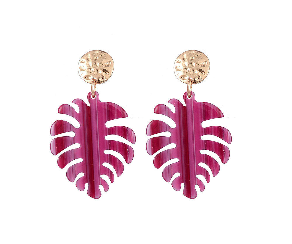 Purple/Pink Leaf Earrings