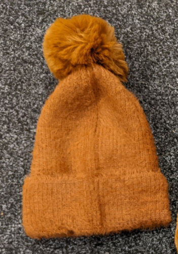 Fluffy Knit Bobble Hat with Fleece Lining