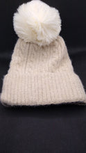 Load image into Gallery viewer, Bobble Hat in Fluffy Cable Knit with Fleece Lining
