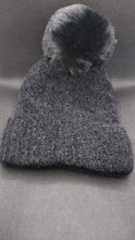 Load image into Gallery viewer, Bobble Hat in Fluffy Cable Knit with Fleece Lining
