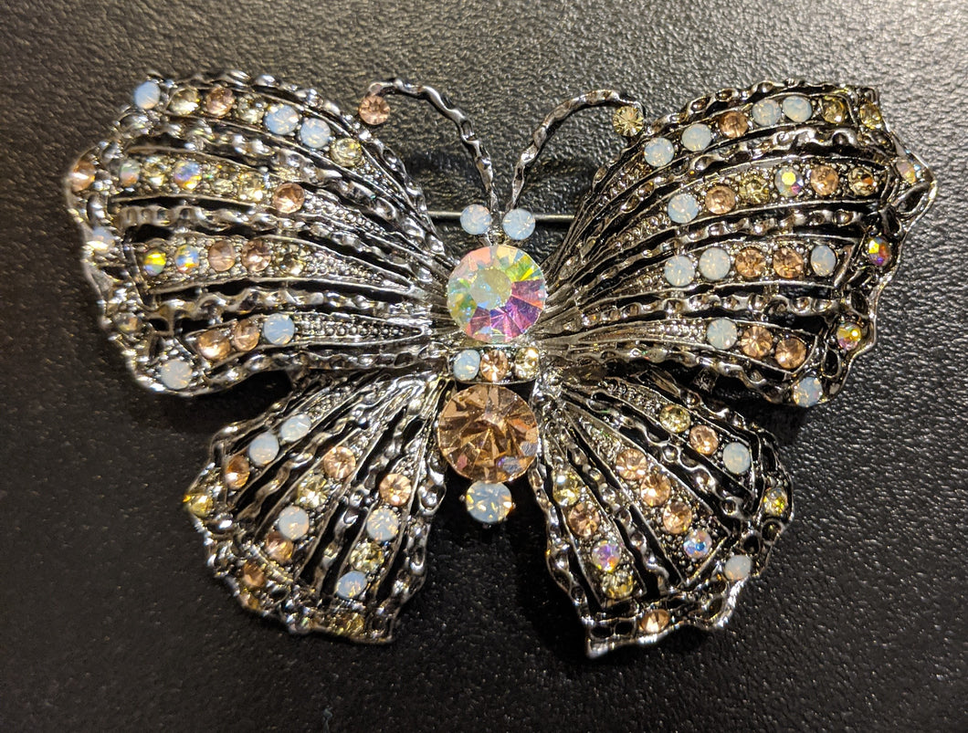 Diamonte butterfly brooch