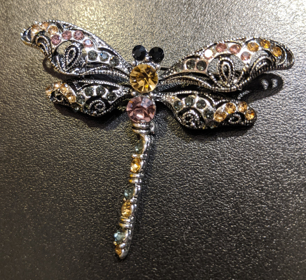 Dragonfly diamonte brooch
