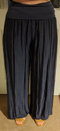 Size XL in Italian Silk Lined Palazzo Trousers