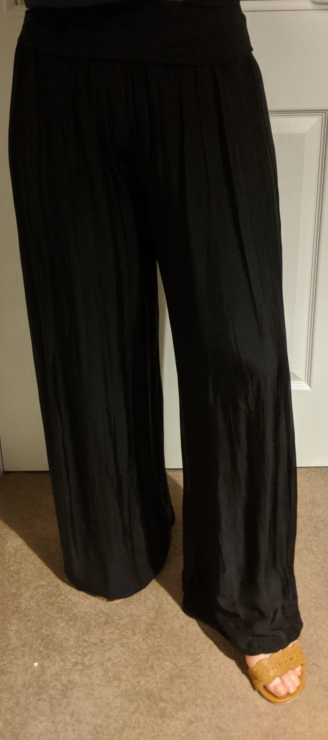 Size XL in Italian Silk Lined Palazzo Trousers