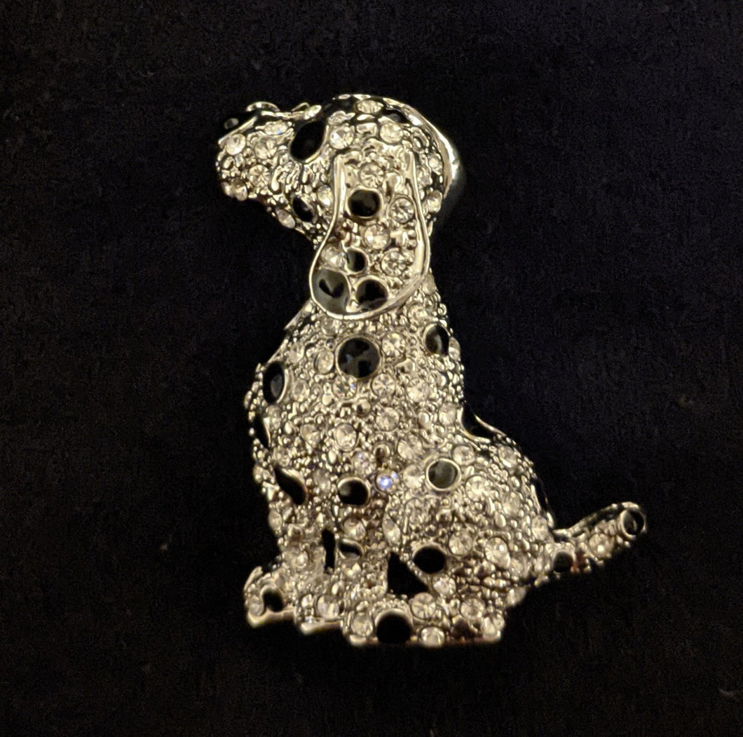 Sparkly Brooch - Sitting Dog with Spots
