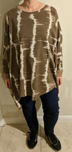 Load image into Gallery viewer, Oversize Loungewear Sweatshirt/Tunic with Tie Dye Stripes and Zig Zag Hem
