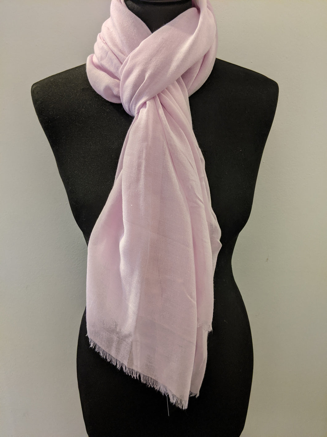 Plain Coloured Scarf with Frayed Edge