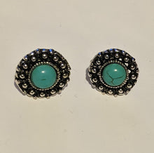 Load image into Gallery viewer, Boho-Vintage Inspired Stud Earrings with Coloured Stone
