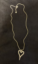 Load image into Gallery viewer, Long Necklace with Statement Diamante Outline Heart Pendant
