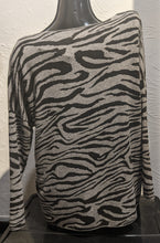 Load image into Gallery viewer, V Neck 3/4 Sleeve Top - Soft Brushed Wool Mix in Zebra Print
