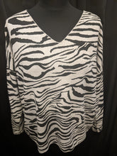Load image into Gallery viewer, V Neck 3/4 Sleeve Top - Soft Brushed Wool Mix in Zebra Print
