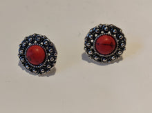 Load image into Gallery viewer, Boho-Vintage Inspired Stud Earrings with Coloured Stone
