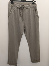 Load image into Gallery viewer, Plain Super Stretch &#39;Magic&#39; Trousers - Lurex Trim Pockets with Drawstring Waist
