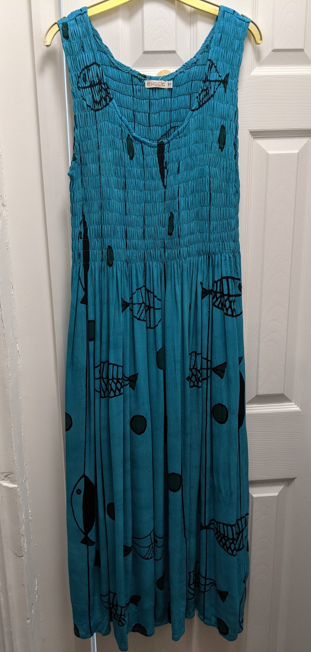 Karetta Dress -Sleeveless Fit and Flow Fish Print