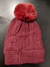 Load image into Gallery viewer, Bobble Hat in Soft Subtle Cable Knit with Fleece Lining
