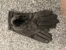 Load image into Gallery viewer, Faux Suede Gloves with Faux Fur Bobble

