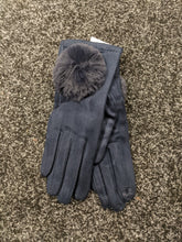 Load image into Gallery viewer, Faux Suede Gloves with Faux Fur Bobble
