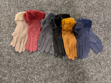 Load image into Gallery viewer, Faux Suede Gloves with Faux Fur Trim

