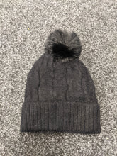 Load image into Gallery viewer, Bobble Hat in Soft Subtle Cable Knit with Fleece Lining
