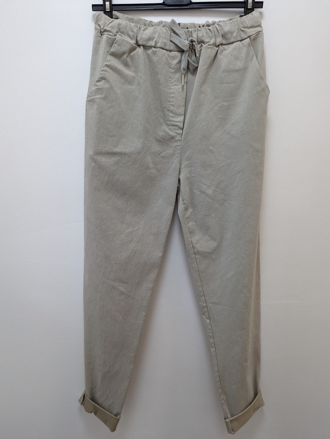 Plain Super Stretch 'Magic' Trousers - Lurex Mix Flat Drawstring with Silver Tip